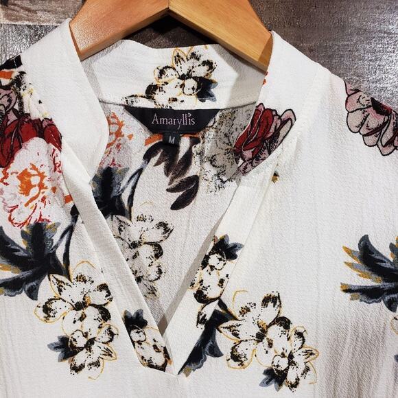 Amaryllis v-neck large floral print sleeveless blouse woman's size medium - Picture 4 of 9